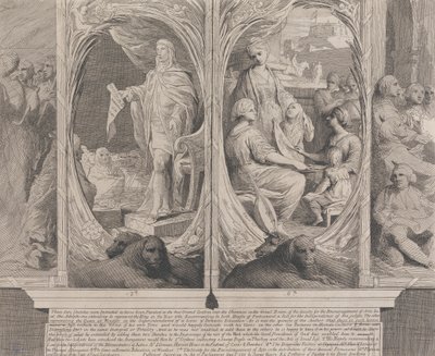 Hänen Majesteettinsa suosittelee lakia (taiteen edistämisyhdistyksen suuren huoneen seinien suunnittelu) tekijältä James Barry