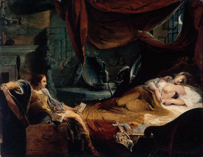 Iachimo nousee kirstusta Imogenin huoneessa tekijältä James Barry