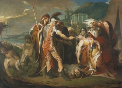 Kuningas Lear itkee Cordelian ruumiin yli tekijältä James Barry