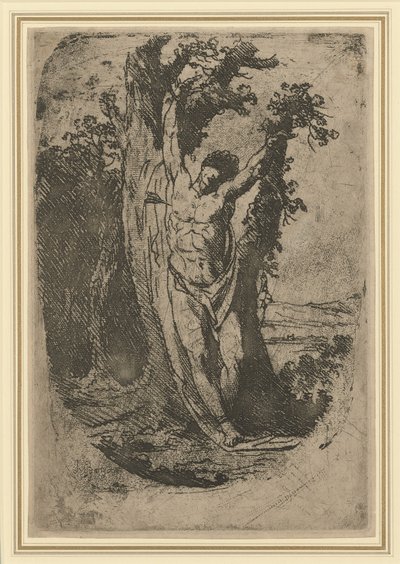 Pyhä Sebastian, n. 1776 (pehmeäpohjainen etsaus, jossa on rulettityö ja pahanpurentaa). tekijältä James Barry