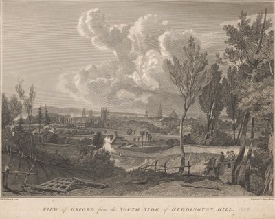 Näkymä Oxfordiin Heddington Hillin eteläpuolelta tekijältä James Basire
