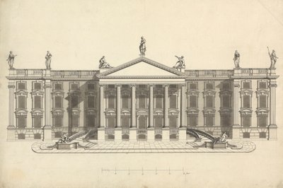 Valmiit piirustus tunnistamattomasta Palladian-kartanosta tekijältä James Bruce