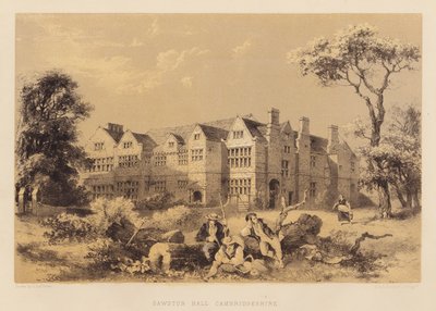Sawston Hall, Cambridgeshire (akvatinta) tekijältä James Dafforne