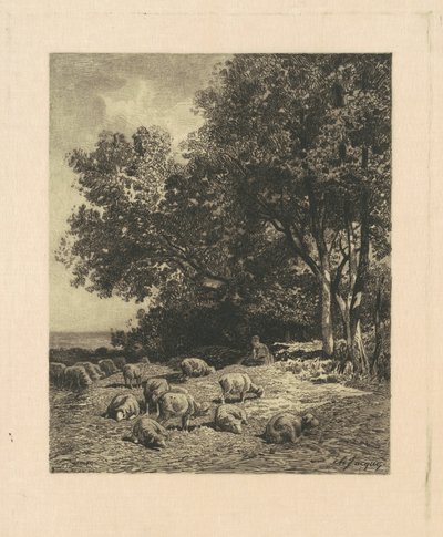 Maisema lampaiden kanssa tekijältä James David Smillie, after Charles Émile Jacque