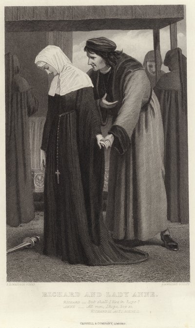 Richard ja Lady Anne, Richard III, näytös I, kohtaus II tekijältä James Dawson Watson