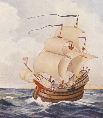 Shakespearen Venetsian kauppias: Antoniuksen Argosy (värilitografia). tekijältä James Dromgole Linton