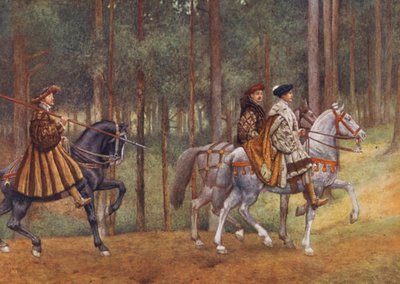 Shakespearen Venetsian kauppias: Bassanio ja Gratiano (värilitro). tekijältä James Dromgole Linton