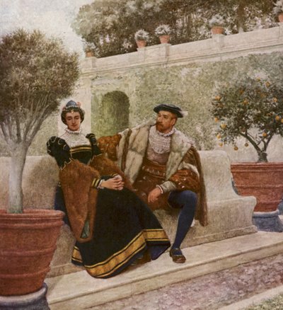 Shakespearen Venetsian kauppias: Lorenzo ja Jessica (värilitra) tekijältä James Dromgole Linton