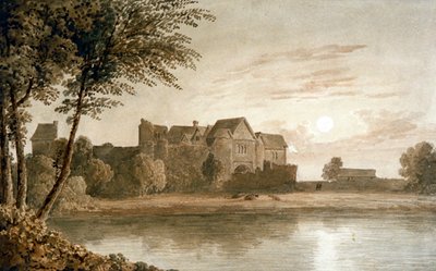 "Allington Castle, lähellä Maidstonea, Moonlight", 1800-luku tekijältä James Duffield Harding
