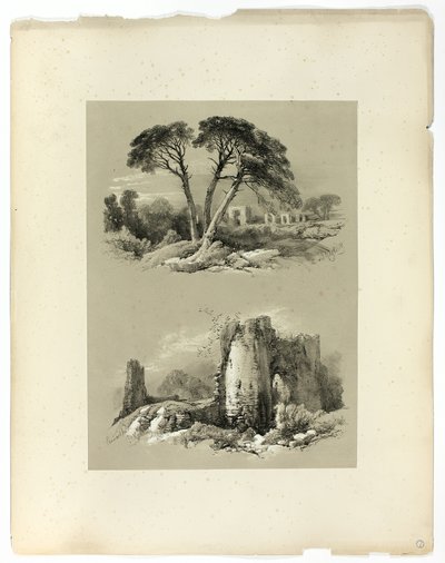Frejus ja Pennard Castle, Picturesque Selectionsista tekijältä James Duffield Harding