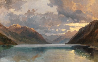 Luzernjärvi (öljy paperille) tekijältä James Duffield Harding