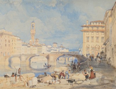 Ponte Santa Trinità, Firenze, ennen vuotta 1832. tekijältä James Duffield Harding