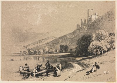 Luonnoksia kotona ja ulkomailla: Schonbergin rauniot Reinillä, 1834. tekijältä James Duffield Harding