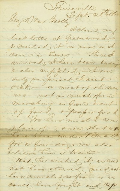 James E. Loven, Louisville, kirje Mollylle, 28.-30. syyskuuta 1862. tekijältä James Edwin Love