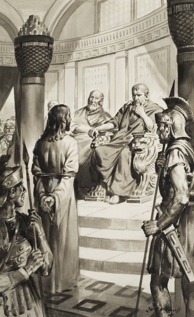 Kristus Pontius Pilatuksen edessä (guassi paperille) tekijältä James Edwin McConnell