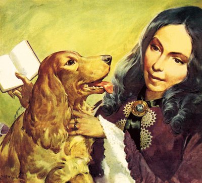 Elizabeth Barrett Browning ja hänen cockerspanielinsa Flush tekijältä James Edwin McConnell