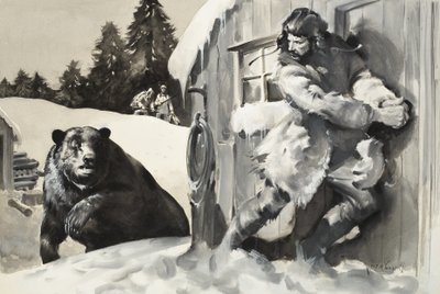 Harmaakarhu (guassi paperille) tekijältä James Edwin McConnell