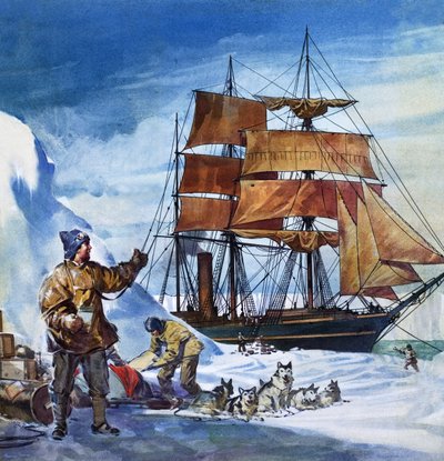 Terra Nova Etelämantereella (guassi paperille) tekijältä James Edwin McConnell