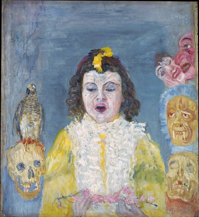 Tyttö ja naamiot (ehtoollinen) tekijältä James Ensor