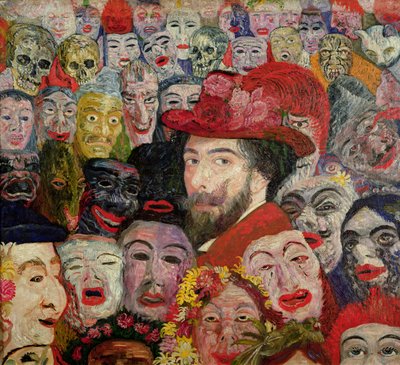 Muotokuvani naamioiden ympäröimänä tekijältä James Ensor