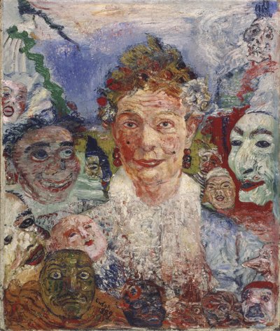 Vanha rouva naamioineen, 1889 tekijältä James Ensor