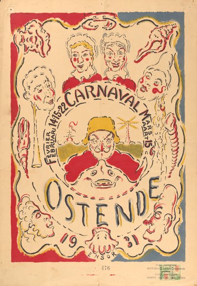 Plakat für den Karneval in Ostende tekijältä James Ensor