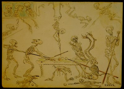Skelette beim Billardspielen tekijältä James Ensor