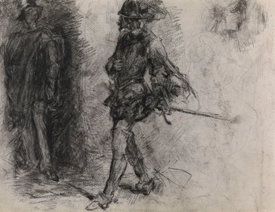 Varjossa seisova espanjalainen, toinen mies ja pää profiilista tekijältä James Ensor