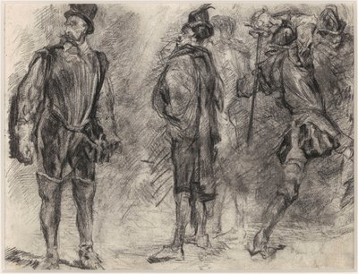 Kolme espanjalaista sotilasta, joista yksi heiluttaa miekkaa tekijältä James Ensor