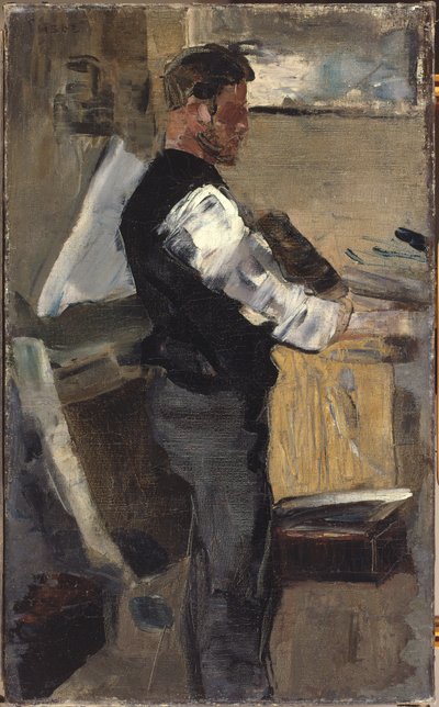 Willy Finch in the Studio, n. 1880-82 (öljy kankaalle) tekijältä James Ensor