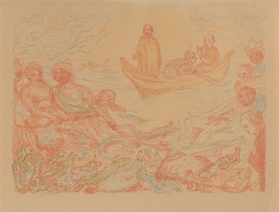 XIII. Ihmeellinen kalasaalis (teoksesta: Kohtauksia Kristuksen elämästä) tekijältä James Ensor