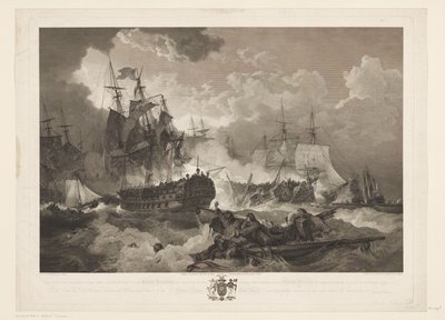 Kuona Kamperduinissa, 1797 Voitto, jonka brittiläinen Pohjanmeren laivue sai Alankomaiden laivastosta amiraali Duncanin komennossa 11. lokakuuta 1797 tapahtuneessa toiminnassa (otsikko esineessä) tekijältä James Fittler