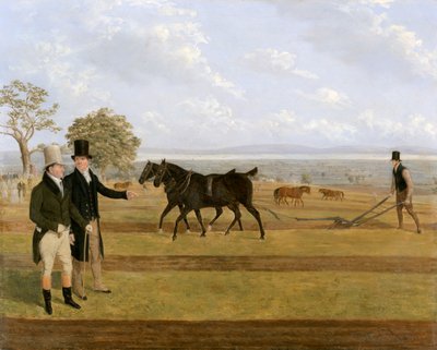 "Sir Charles Morgan, 1760-1846 Castletonin kyntökilpailussa", 1845 tekijältä James Flewitt Mullock