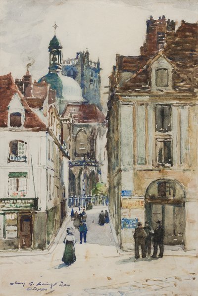 Dieppe, Rue Notre Dame, laiturilta, n. 1900 tekijältä James Garden Laing