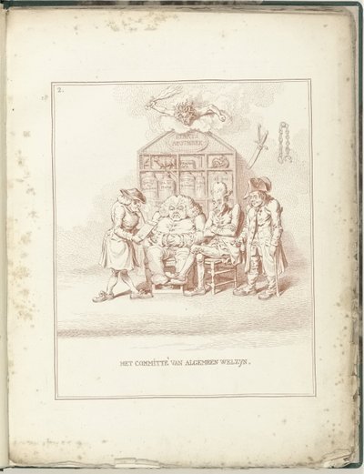 Yleisen hyvinvoinnin komitea, 1795 Kenraali Welzynin komitea (kohteen otsikko) Hollandia Regenerata (sarjan nimi) tekijältä James Gillray (possibly)