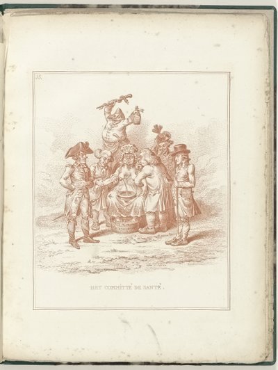 Terveyskomitea, 1795 Committe de Santé (otsikko esineessä) Hollandia Regenerata (sarjan nimi) tekijältä James Gillray (possibly)