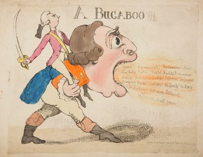 Bugaboo!!! 1792 (värinen kaiverrus) tekijältä James Gillray