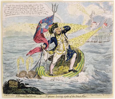 Hannah Humphrey julkaisi vuonna 1793 ranskalainen rake myrsky eli Neptunus, joka kadottaa näkyvistä Brestin laivaston (käsinvärinen etsaus) tekijältä James Gillray