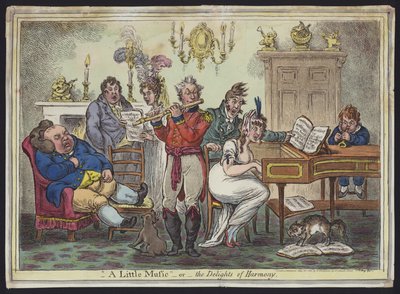 Pieni musiikki tai Harmonian ilot (värillinen etsaus) tekijältä James Gillray
