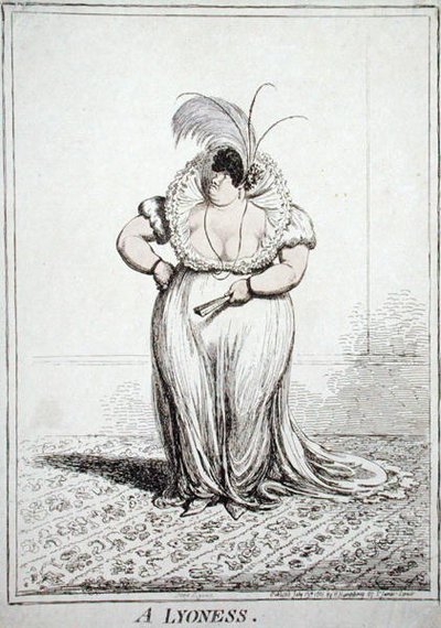 A Lyoness, Hannah Humphreyn vuonna 1801 julkaisema (etsaus akvatintalla) tekijältä James Gillray