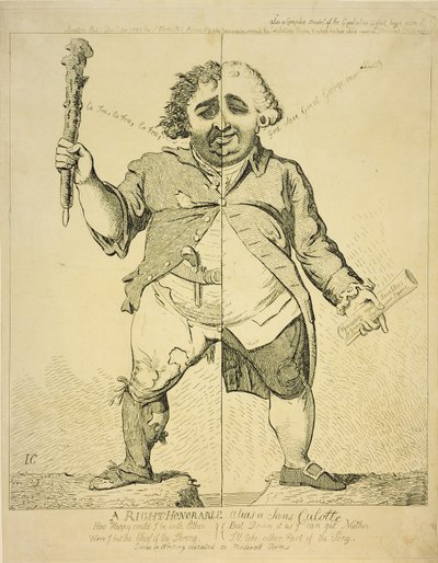 A Right Honorable alias Sans Coulotte, julkaisija S. Fores, 1802 tekijältä James Gillray