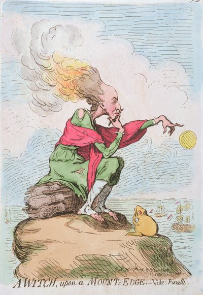 Noita vuoren reunalla tai Fuzelli, julkaissut Hannah Humphrey vuonna 1791 (käsinvärinen etsaus) tekijältä James Gillray