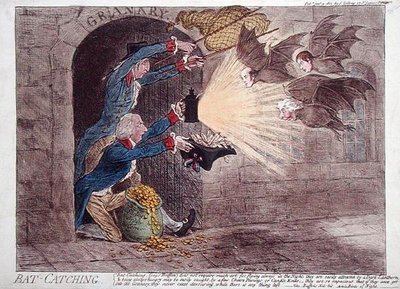 Lepakon pyydystäminen tekijältä James Gillray