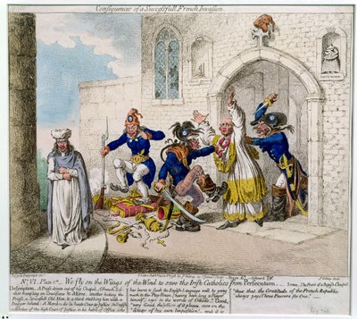 Ranskan onnistuneen hyökkäyksen seuraukset, tai Lennämme tuulen siivillä pelastaaksemme irlantilaiset katolilaiset vainolta tekijältä James Gillray