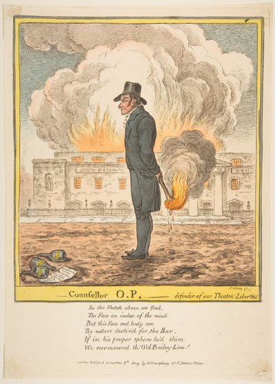 Neuvonantaja O.P.-teatterivapauksiemme puolustaja, 5. joulukuuta 1809. tekijältä James Gillray