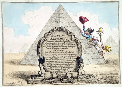 Egyptian Sketches, julkaistu Hannah Humphreyn vuonna 1799 (käsinvärjätty etsaus). tekijältä James Gillray