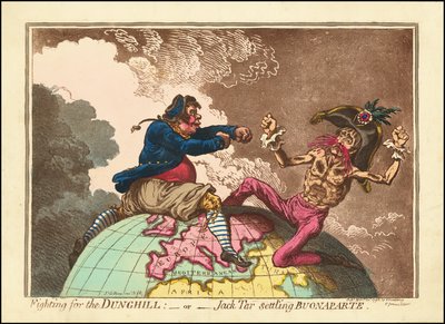 Taistelu lantakukkulan puolesta - tai - Jack Tar asettuu Buonaparteen tekijältä James Gillray