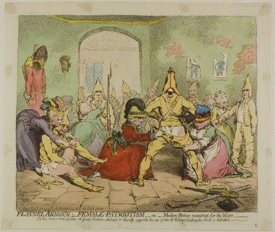 Flanelli panssari; Naisen isänmaallisuus tekijältä James Gillray