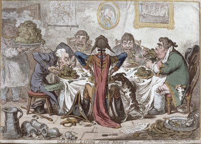 "Germans Eating Sour-Krout", julkaisija Hannah Humphrey. tekijältä James Gillray