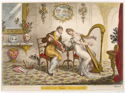 Harmony before Matrimony, julkaistu 1805 tekijältä James Gillray
